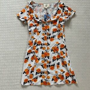 Sacred Hawk NWT orange floral dress.